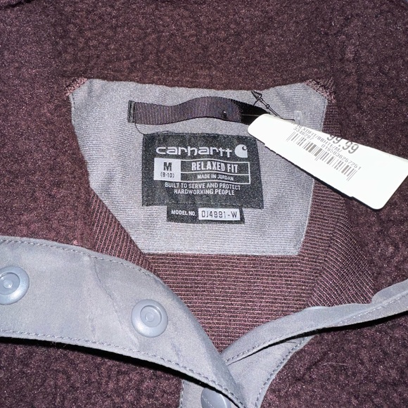 Carhartt Purple Relaxed Fit Fleece Quarter-Snap Pullover Sweater NWT - Size M - Picture 6 of 6
